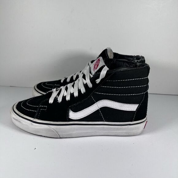 Vans Sk8 Hi Black High Top Lace Up Skateboard Shoes Sneakers Women's Size 8 - Picture 3 of 9